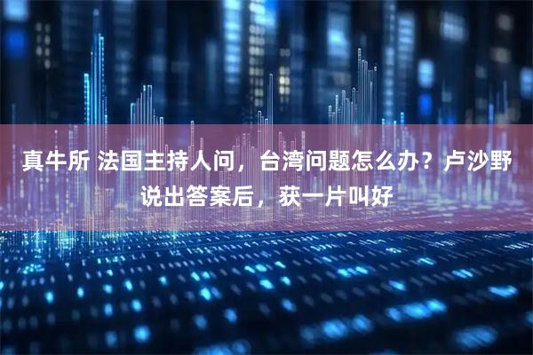 真牛所 法国主持人问，台湾问题怎么办？卢沙野说出答案后，获一片叫好